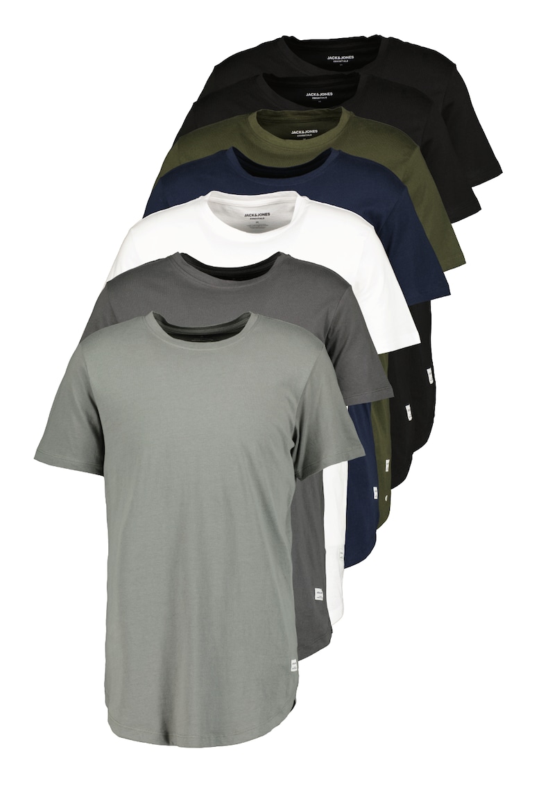 Set de tricouri din bumbac cu decolteu la baza gatului - 7 piese