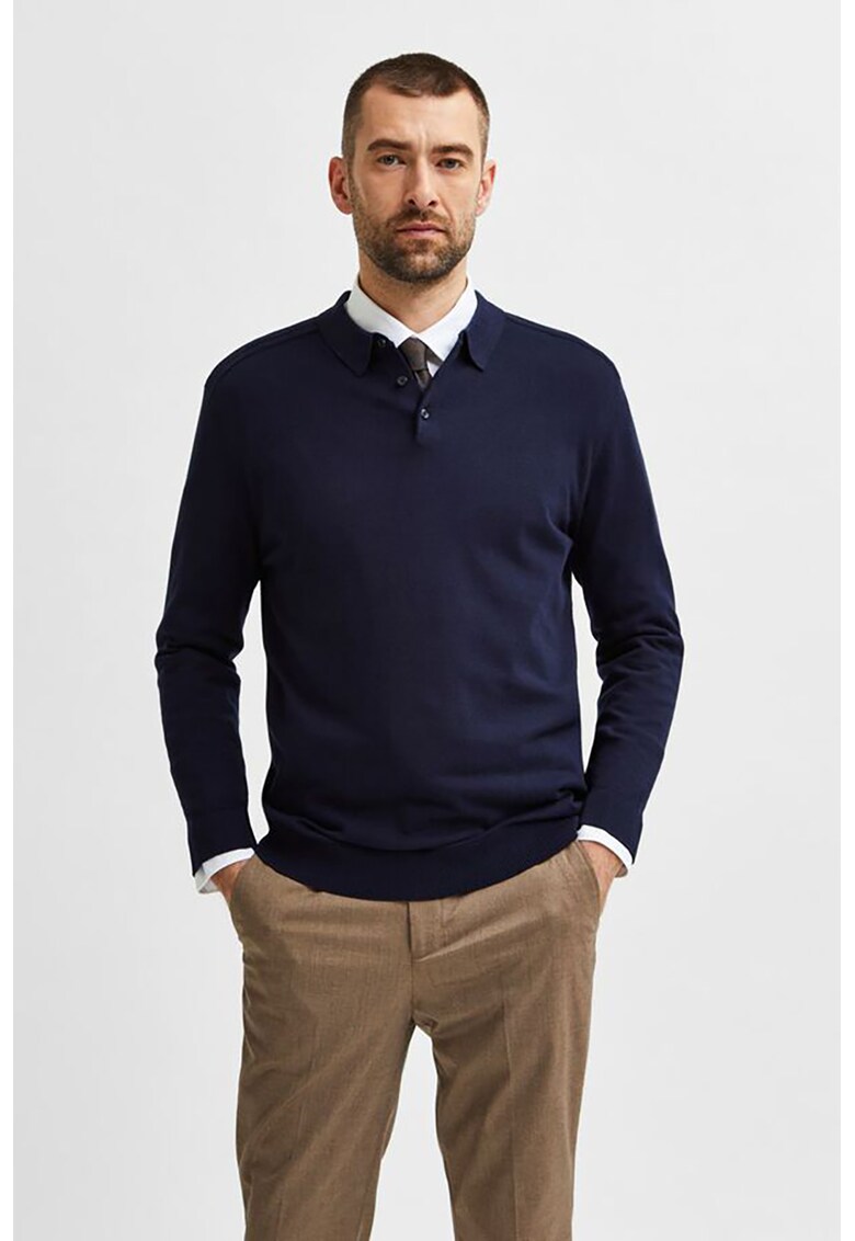 Pulover polo regular fit tricotat fin