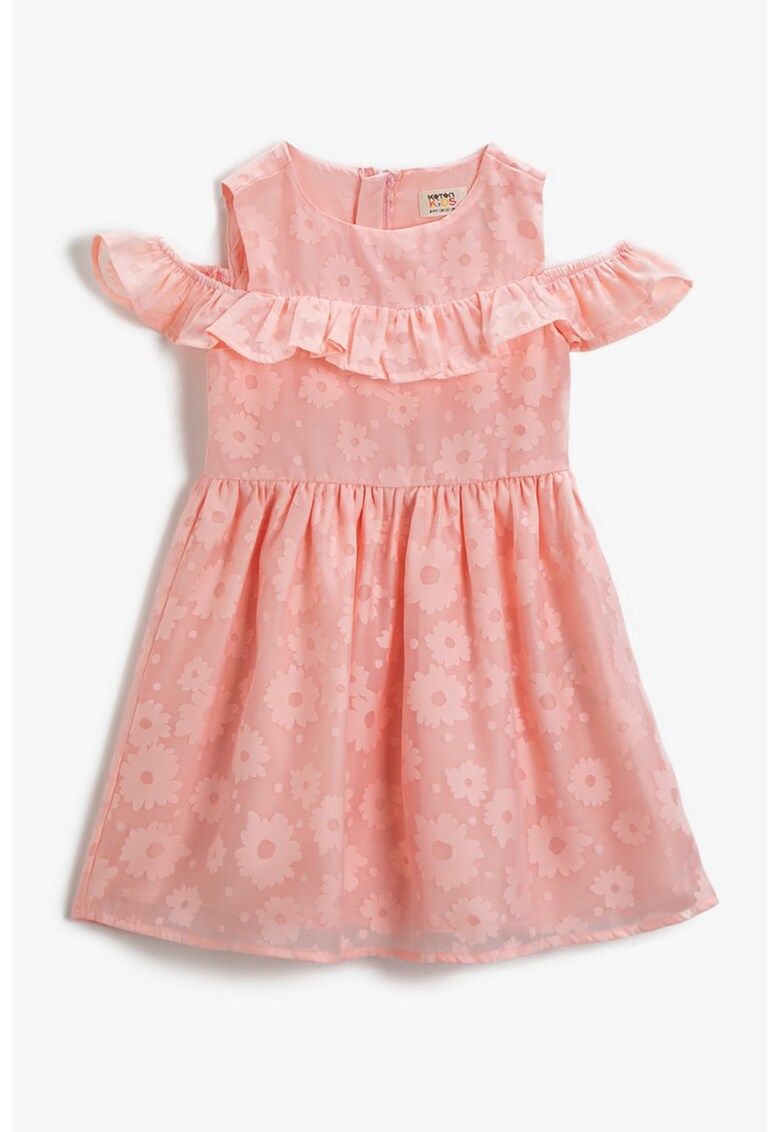 Rochie cu model floral si volane