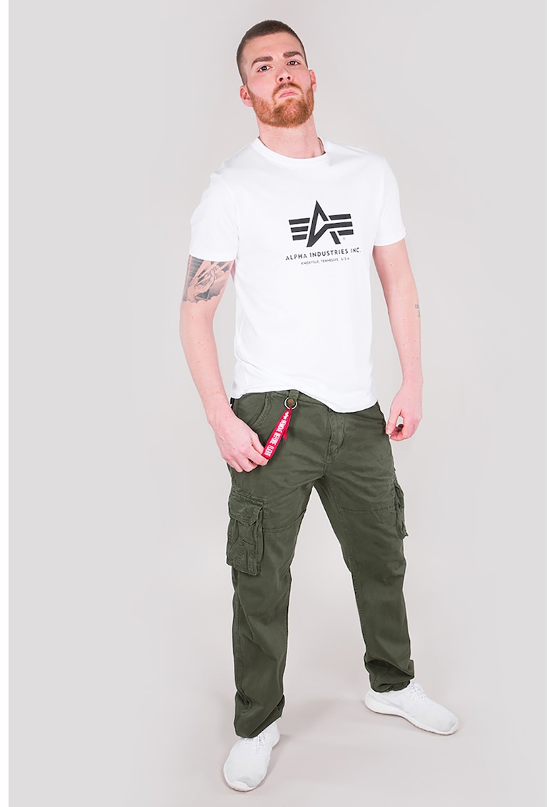 Pantaloni cargo de bumbac cu logo - Alb/Negru