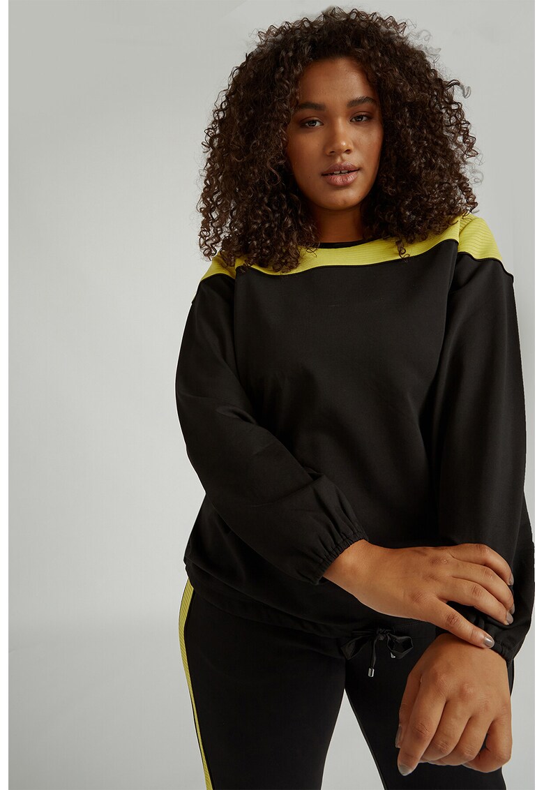 Bluza din amestec de bumbac cu aspect colorblock fashiondays imagine noua