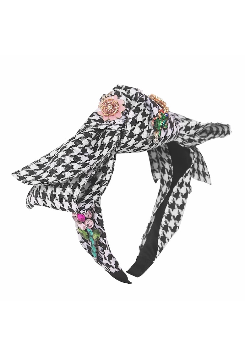 Bentita neagra - cu carouri - funda si floricele - Gregori -