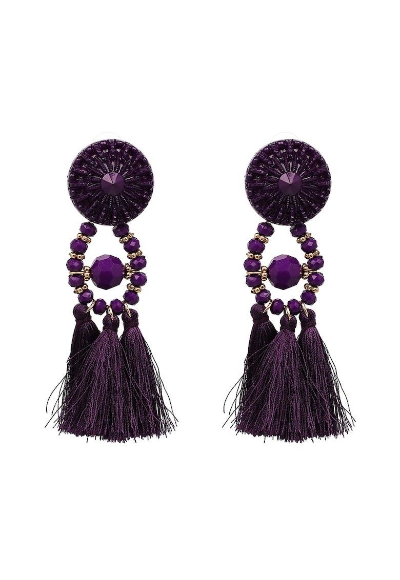 Cercei mov - lungi - cu ciucuri - Fabine C14 -