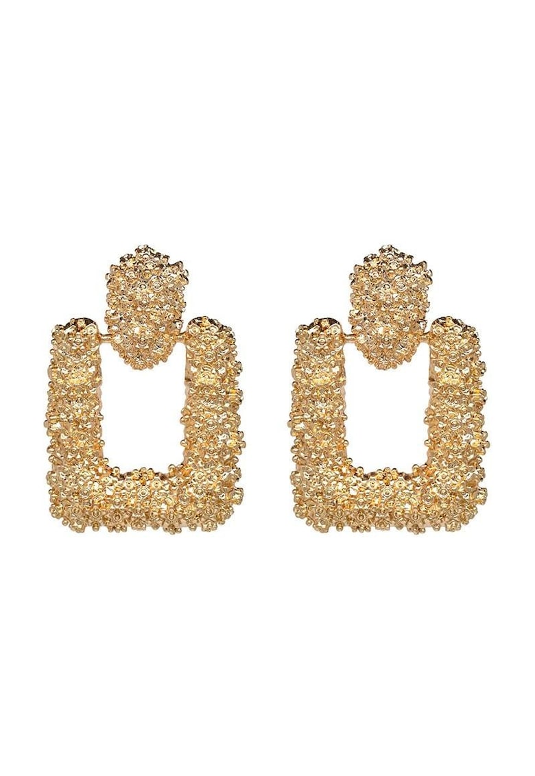 Cercei aurii - patrati - cu textura incretita - Fabiana C12 -