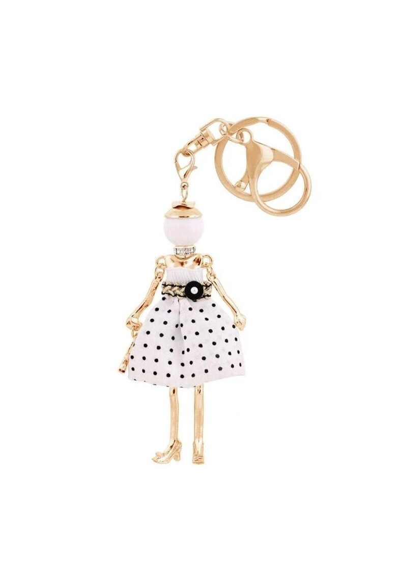 Breloc auriu - papusa alba cu buline - Gerdy C5 -
