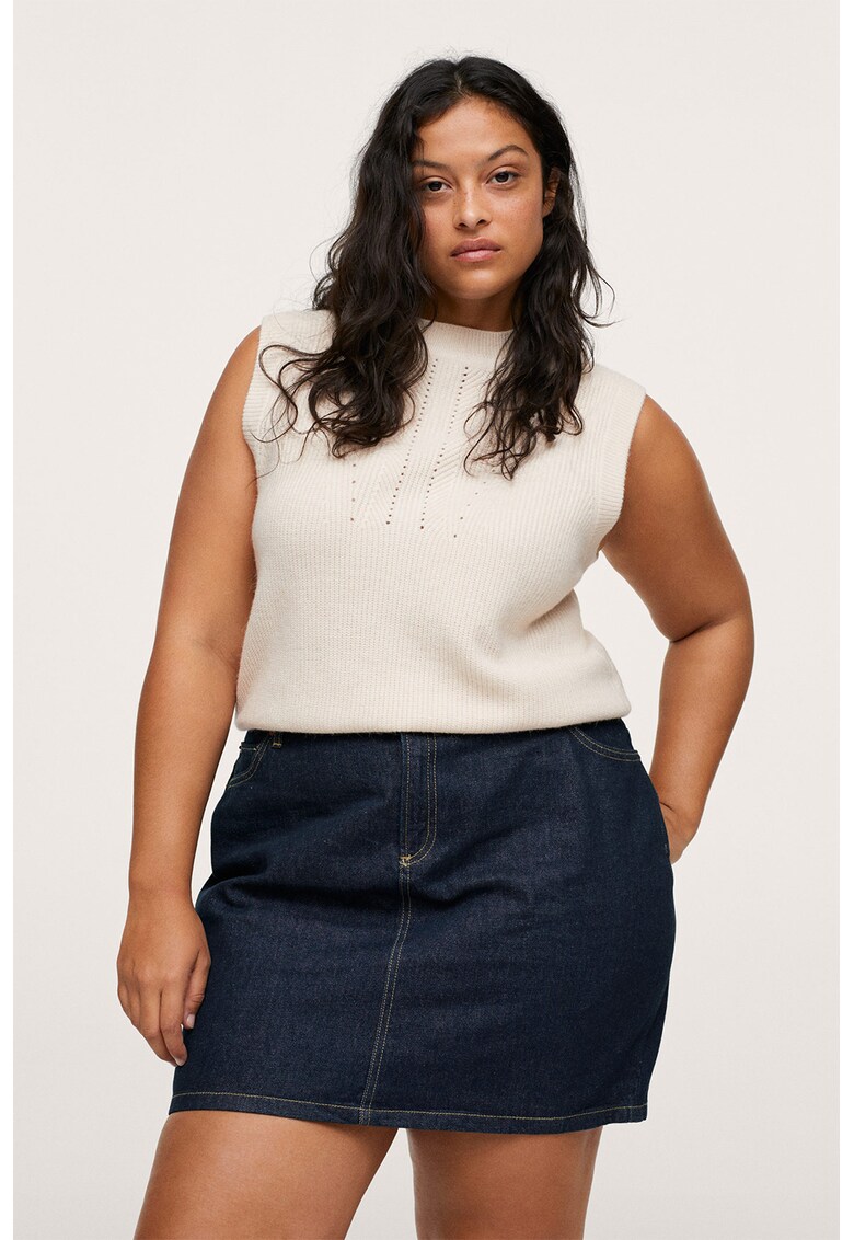 Fusta scurta de denim cu 5 buzunare Rinse