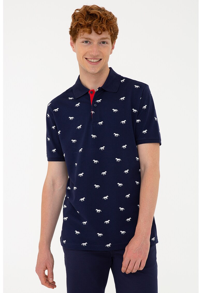 Тениска с яка и фигурална щампа US Polo Assn