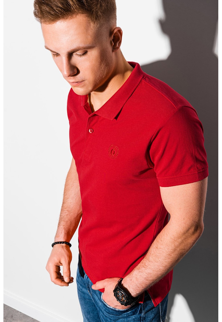 Tricou polo din bumbac cu model pique