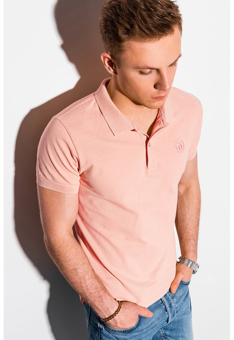 Tricou polo din bumbac cu model pique