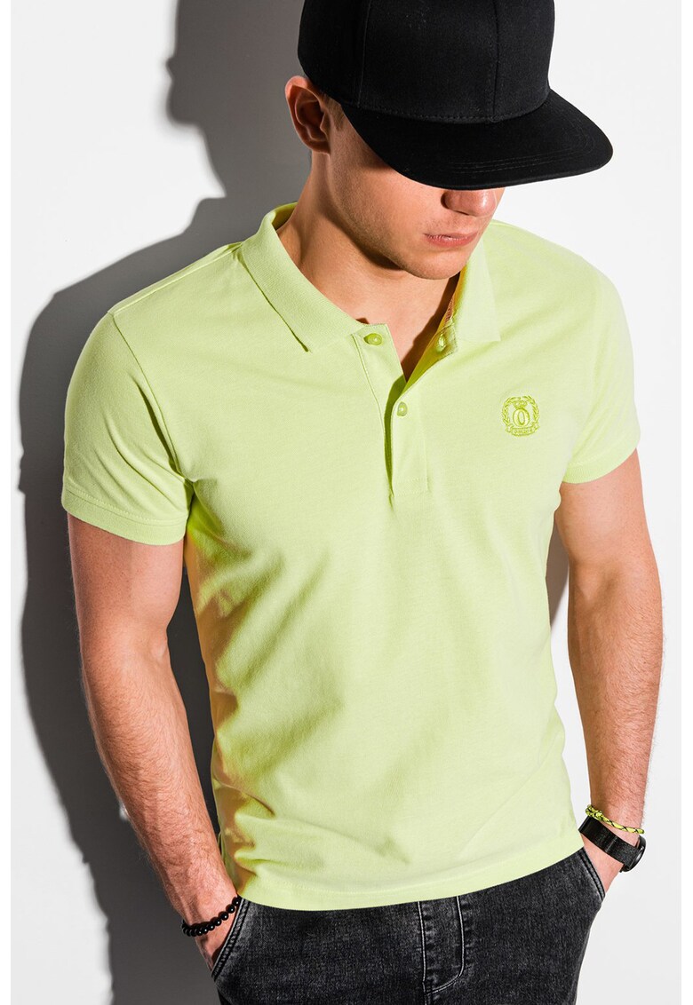 Tricou polo din bumbac cu model pique