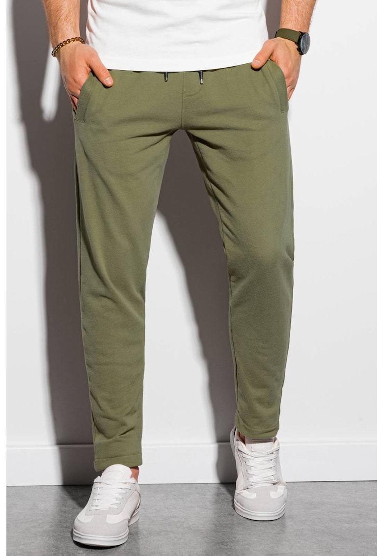 Pantaloni sport de bumbac cu snur de ajustare in talie