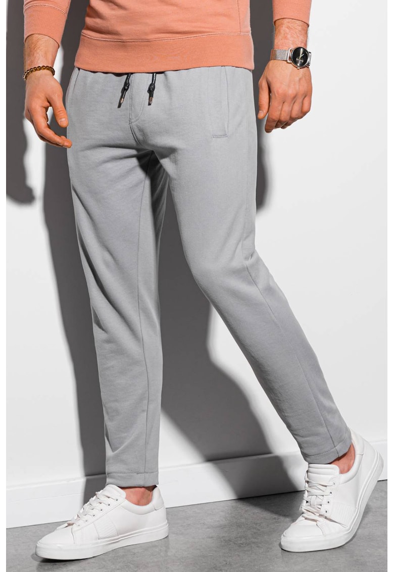 Pantaloni sport de bumbac cu snur de ajustare in talie
