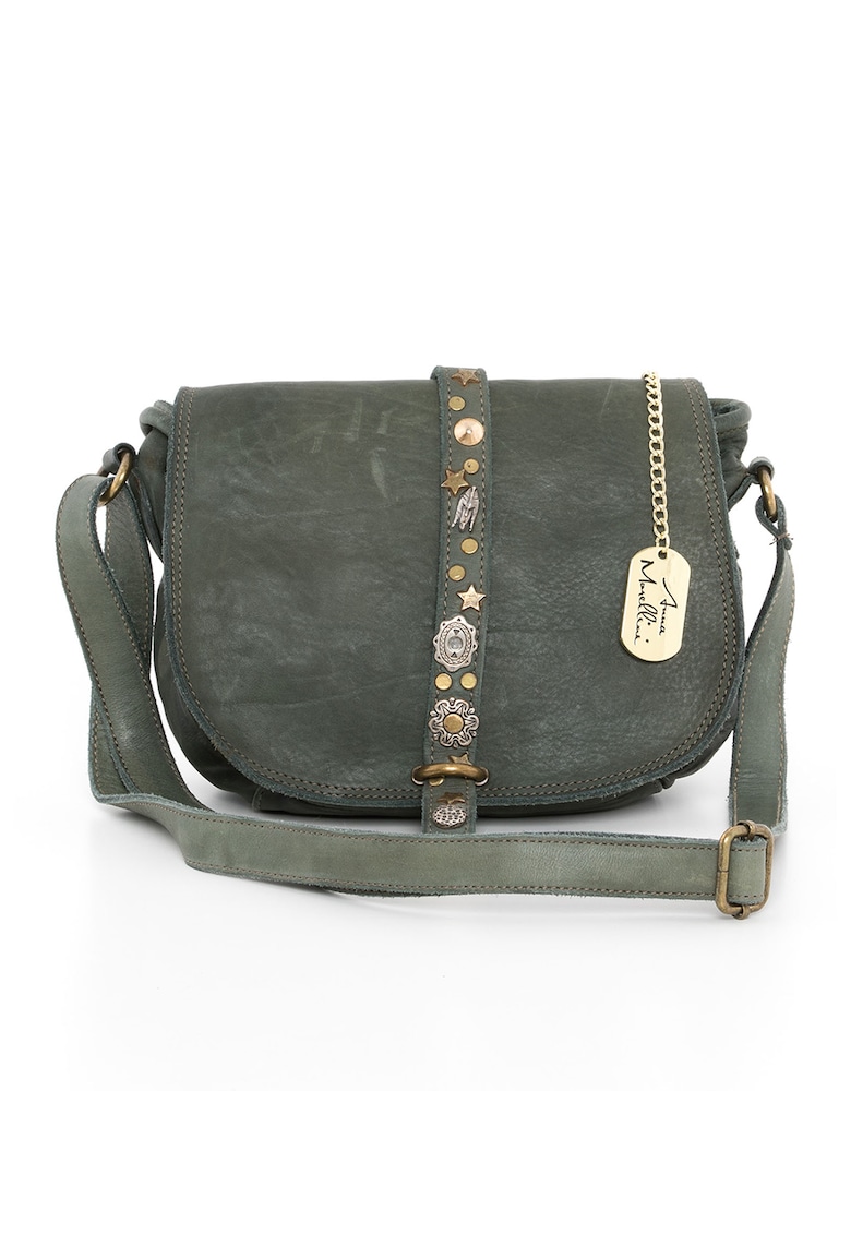 Geanta crossbody din piele cu aplicatii metalice Luigia