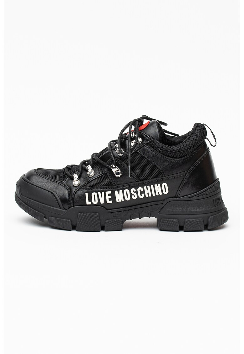 Pantofi sport de piele cu detalii din material textil