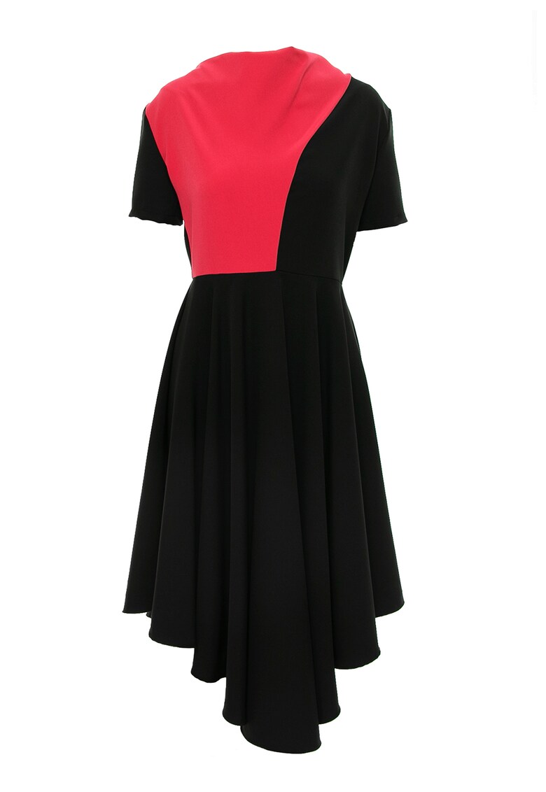 Rochie asimetrica cu model colorblock