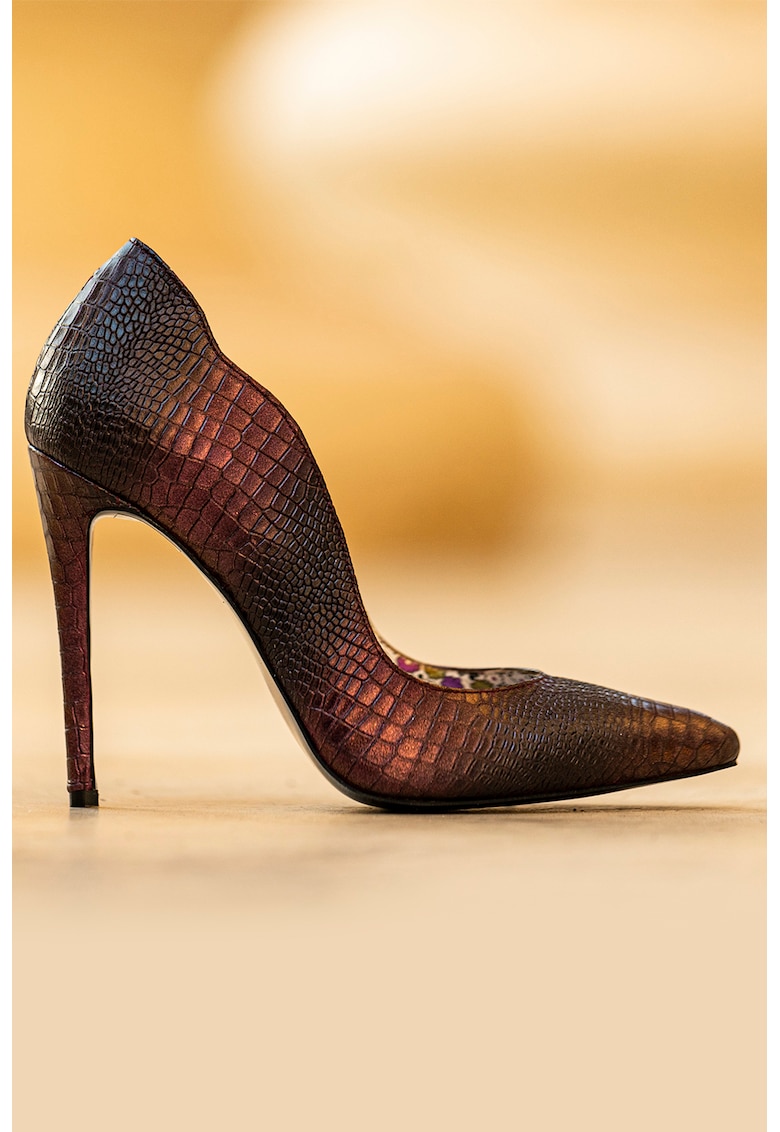 Pantofi stiletto de piele cu margini valurite Marilyn 2022 ❤️ Pret Super fashiondays imagine noua 2022