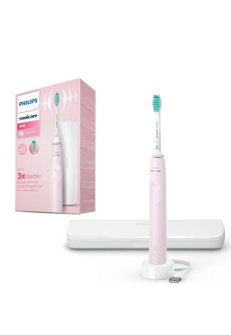 Periuta de dinti sonica electrica Seria 3100 - 62000 miscari/minut - 1 mod de curatare - senzor presiune - functia BrushSync - 1 cap de periere - toc de transport