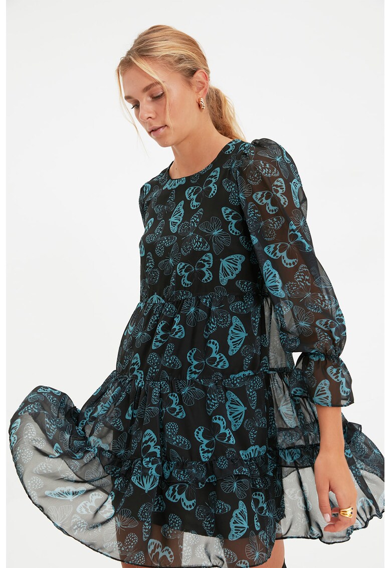Rochie mini lejera cu imprimeu cu fluturi