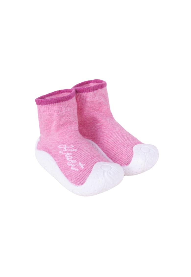 Botosei pentru copii cu talpa antiderapanta - Inimioare - Roz