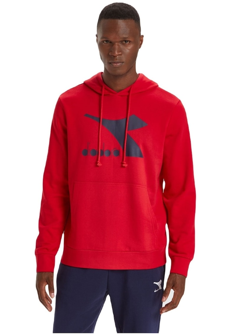 Hanorac din amestec de bumbac organic cu imprimeu logo