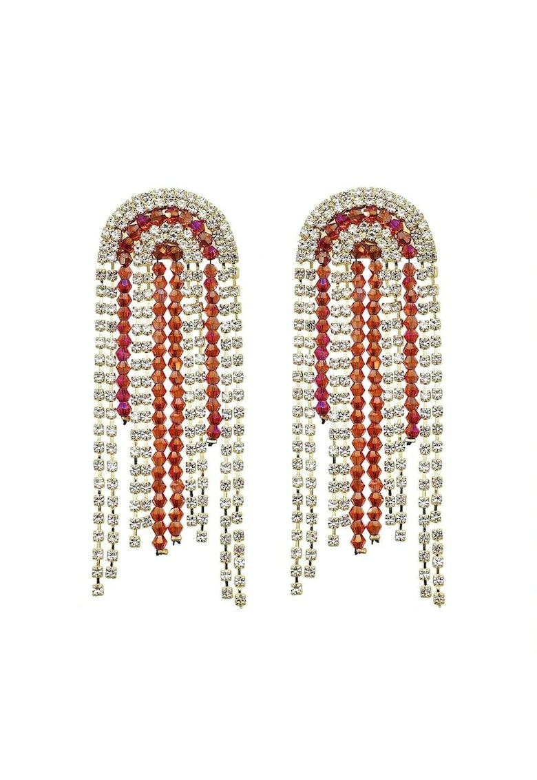 Cercei aurii - lungi - cu pietre si franjuri - Kittie C4 -