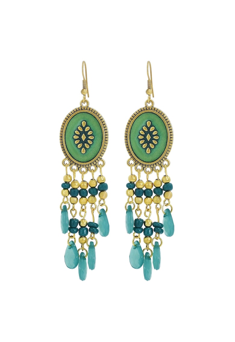 Cercei aurii - cu margelute verzi - Kima C3 -