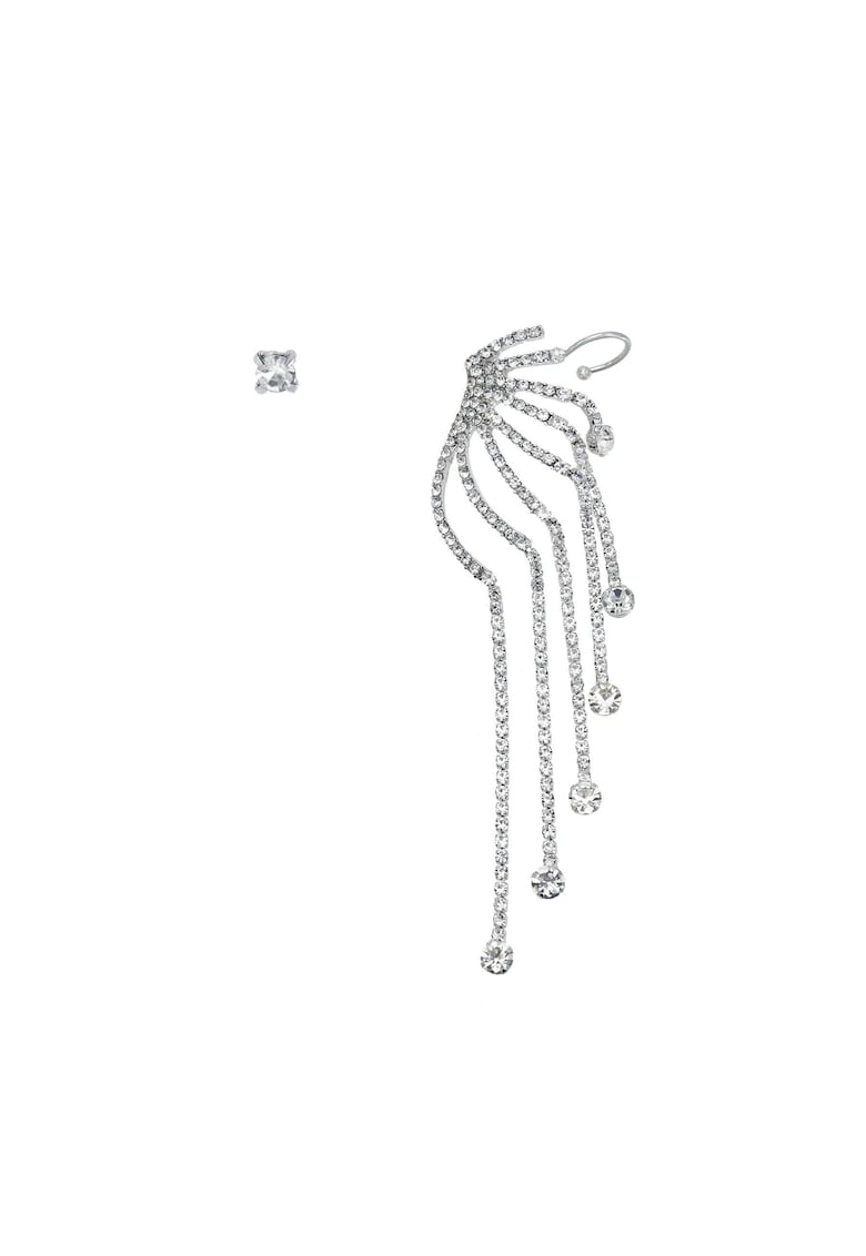 Cercei argintii - ear cuff - cu pietre si franjuri - Ketta C1 -