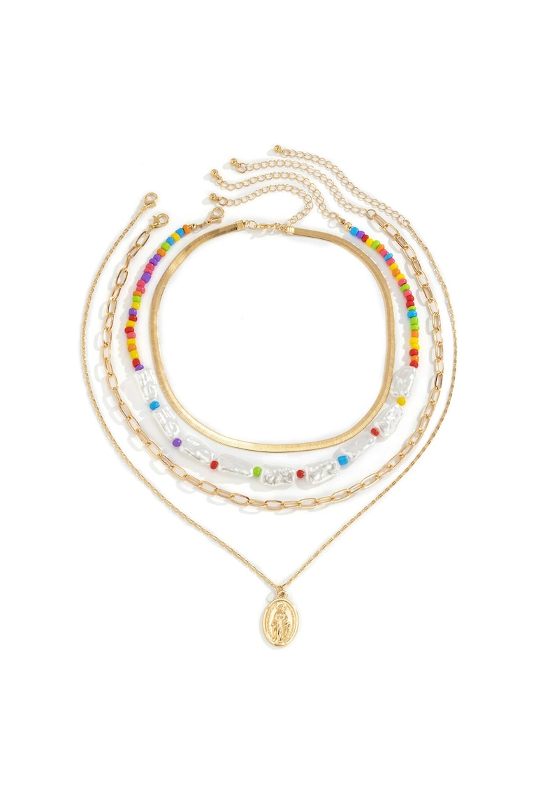 Set 4 coliere - aurii - cu perle si zale - June C4 -