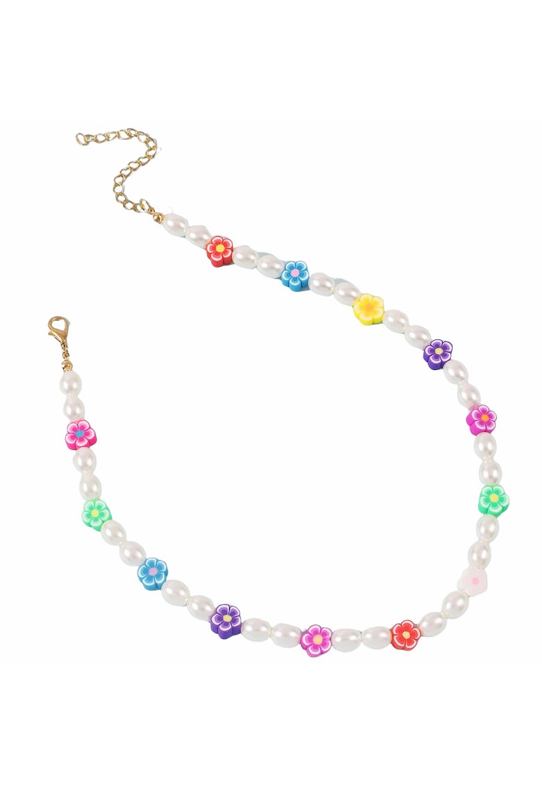 Colier auriu - cu perle si floricele - Judie C15 -