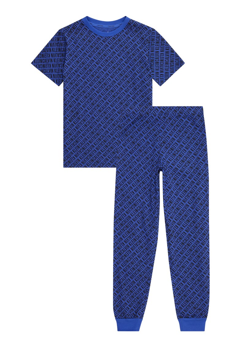 Pijama de bumbac organic cu imprimeu logo