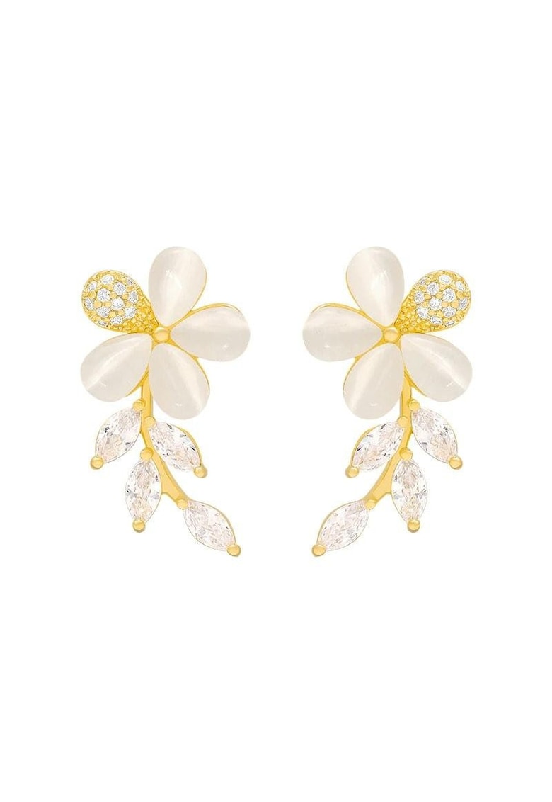 Cercei aurii - forma de floare - cu pietre - Lavrina C3