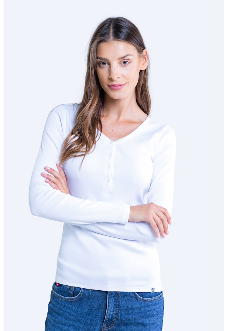 Bluza striata cu fenta cu nasturi