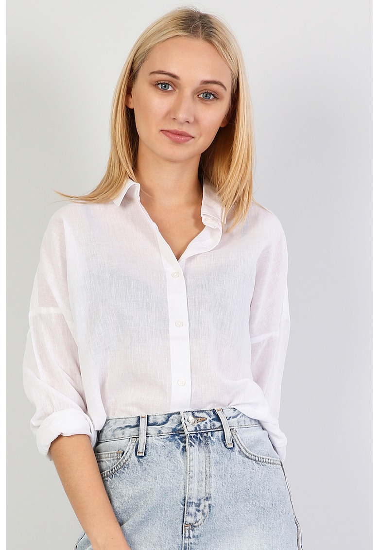 Camasa din amestec de in cu maneci cazute