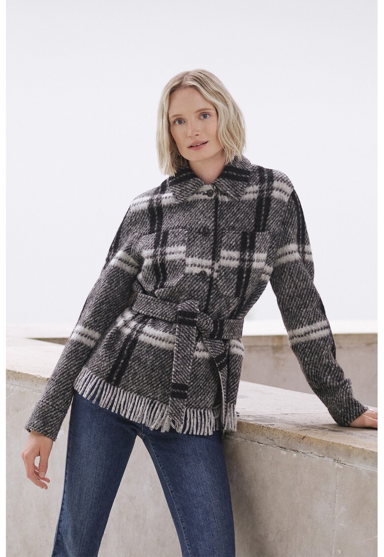 Palton din amestec de lana cu buzunare aplicate Juliette CAROLL