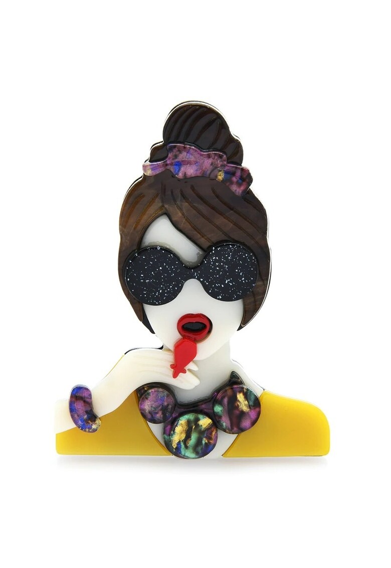Brosa multicolora - forma de fata cu ochelari - Lilian C3 -
