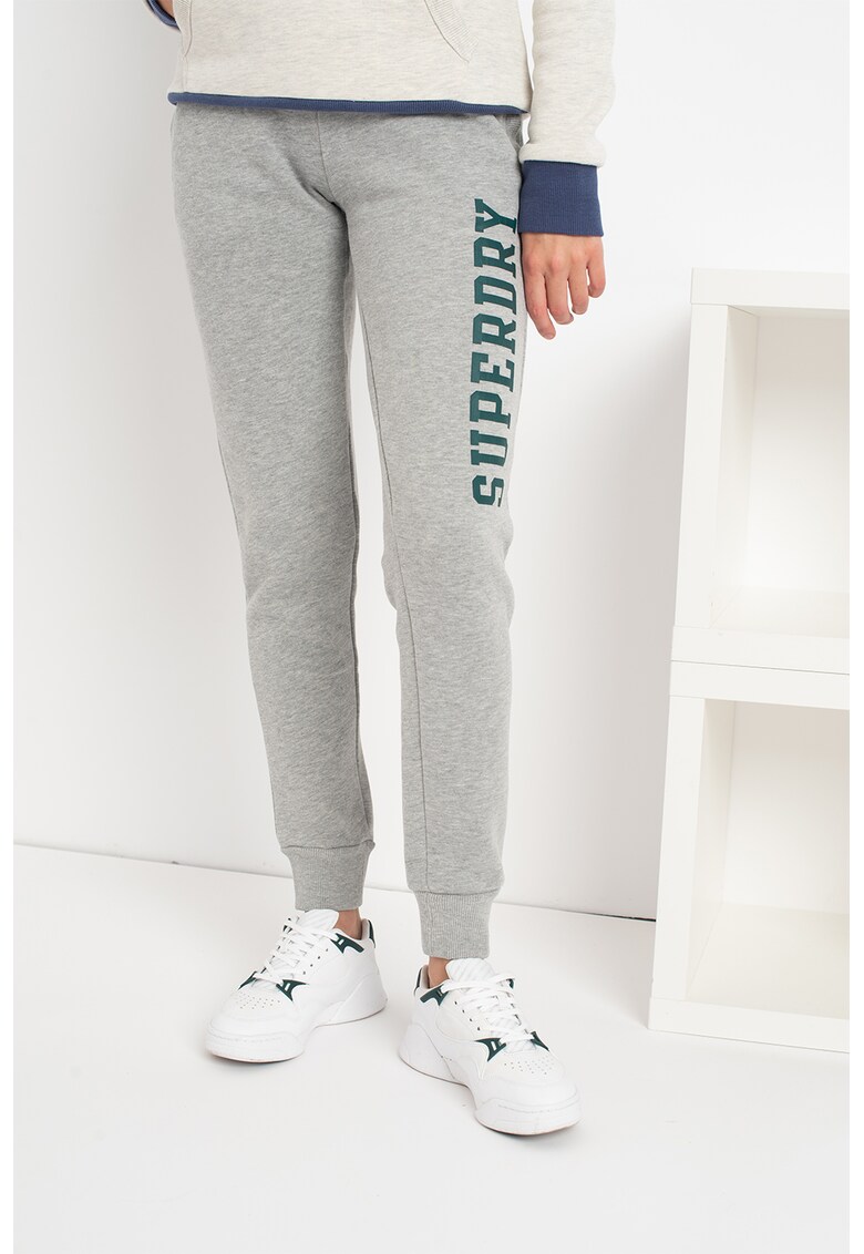 Pantaloni sport cu imprimeu logo si snur de ajustare in talie SUPERDRY fashiondays.ro