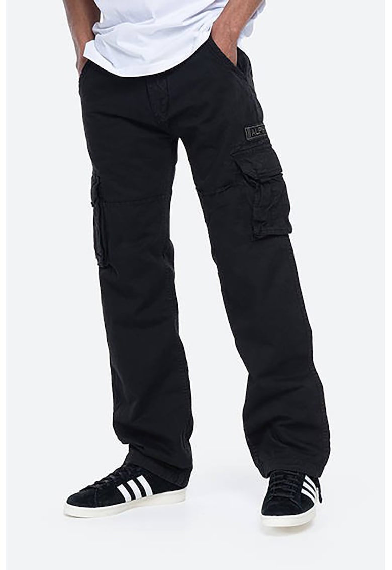 Pantaloni cargo de bumbac cu logo - Negru