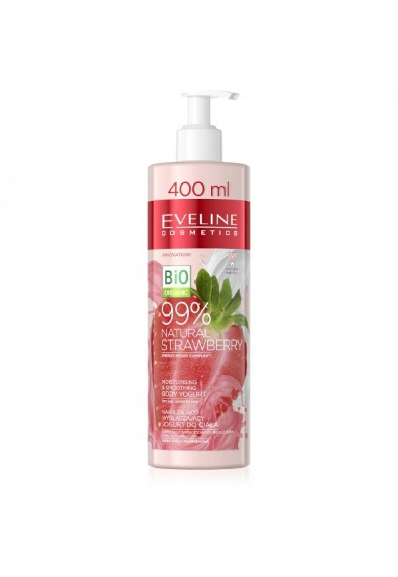 Iaurt de corp pentru netezire si hidratare Eveline 99% Natural Strawberry 400 ml