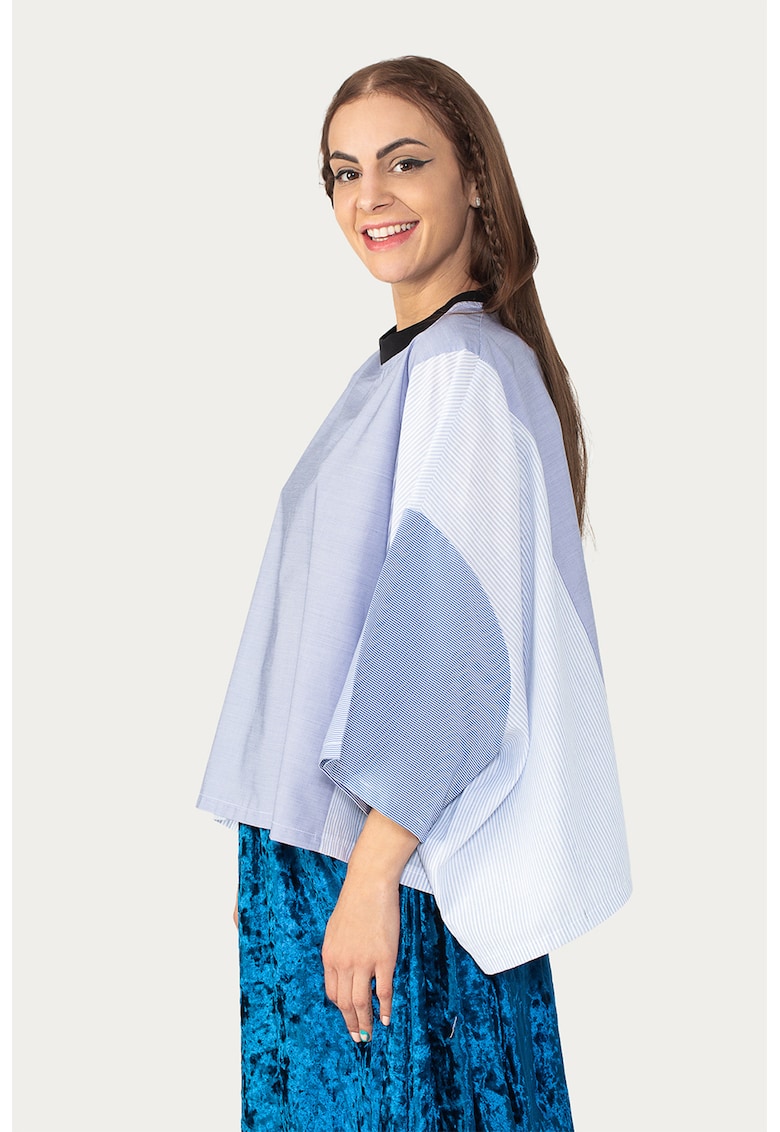 Bluza lejera cu model in dungi si colorblock imagine reduceri black friday 2021 Antonia M