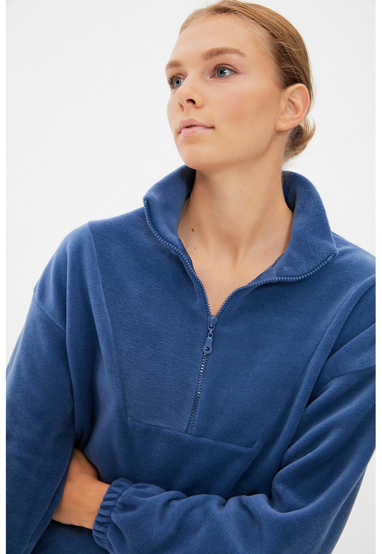 Bluza de trening din fleece cu fermoar scurt