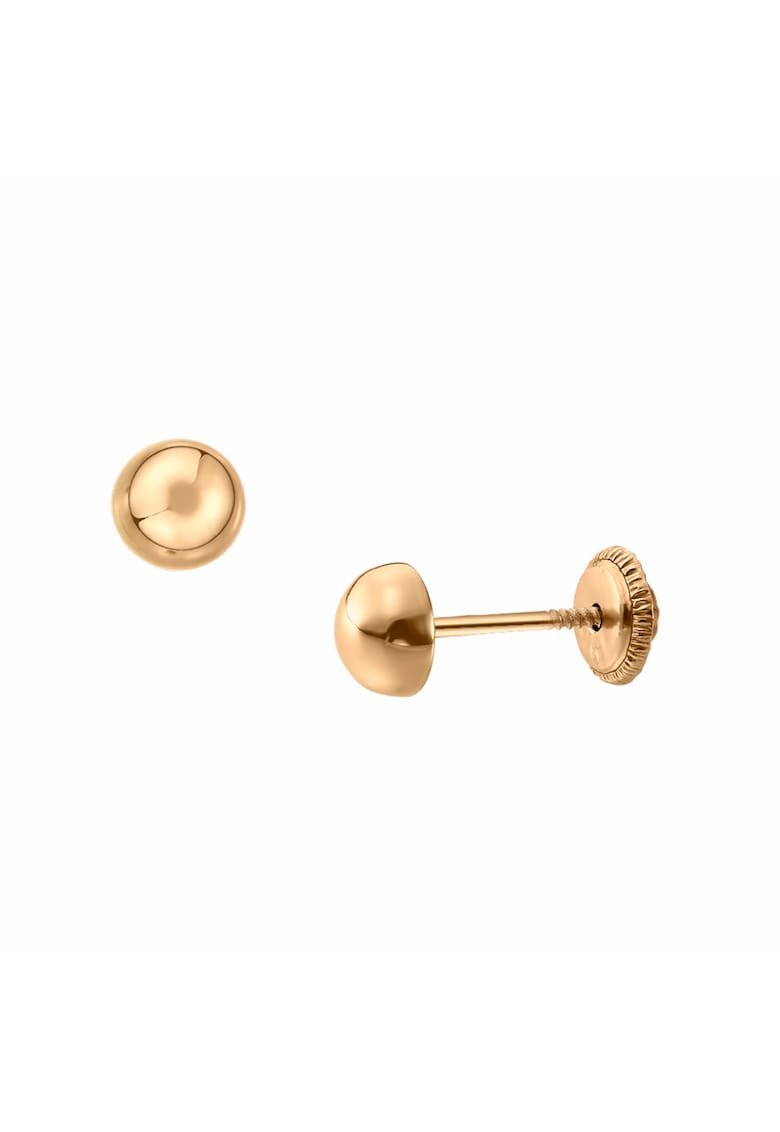 Cercei bobita simpla din aur roz 14K lucios