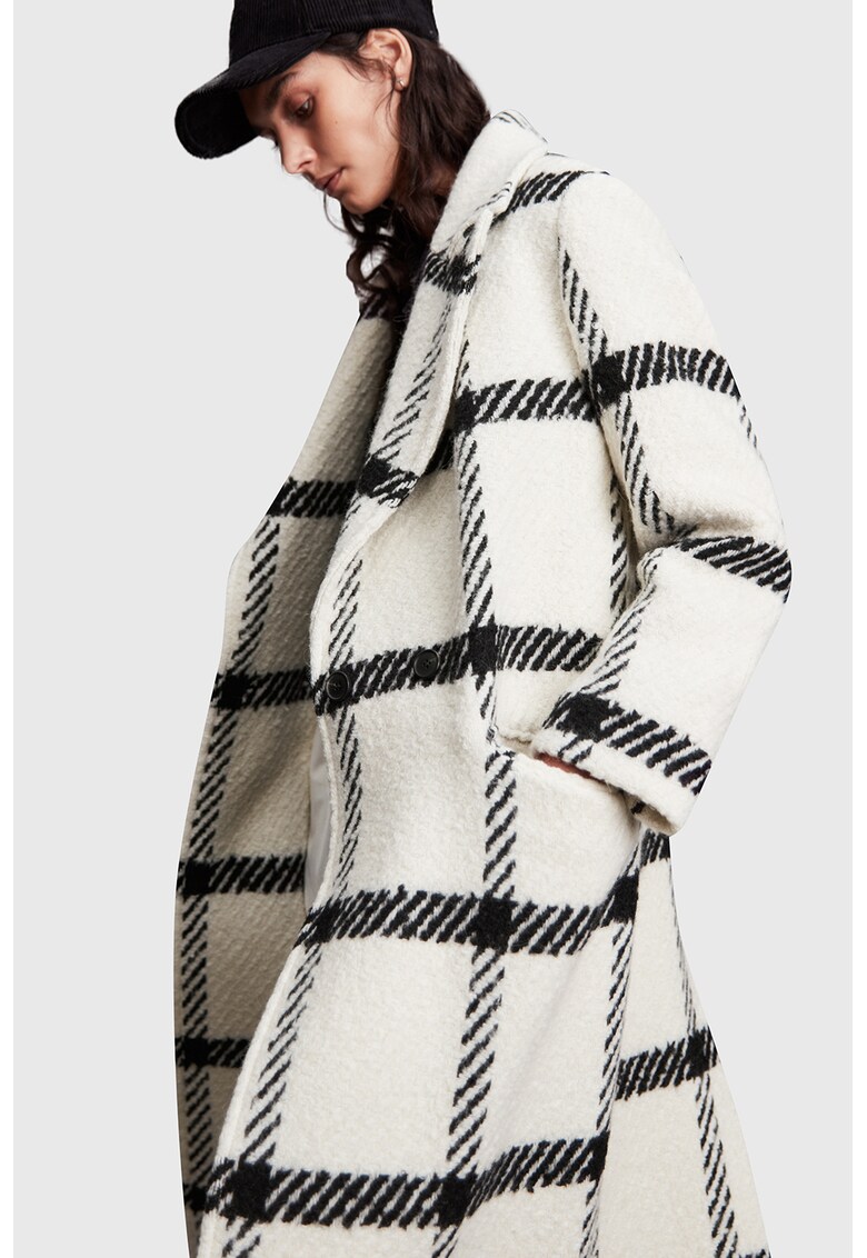 Palton din amestec de lana cu carouri Mabel AllSaints imagine noua
