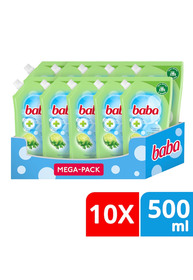 săpun lichid rezervă - antibacterian 10x500ml - Lime