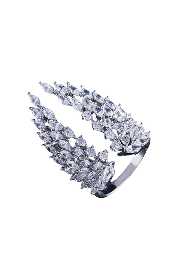 Inel argintiu - ajustabil - forma de aripi - cu pietre din zirconiu - Jason C9 -