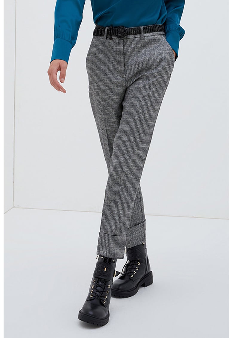 Pantaloni conici cu insertii de lurex fashiondays imagine noua