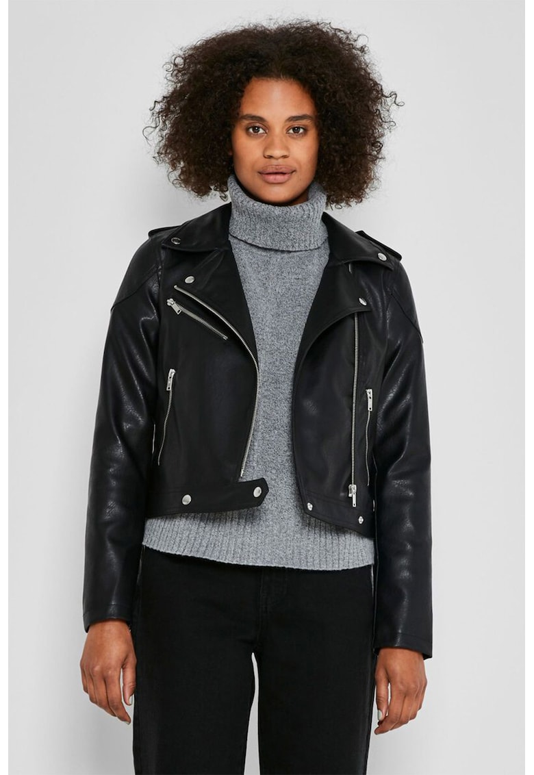 Jacheta biker slim fit din piele ecologica