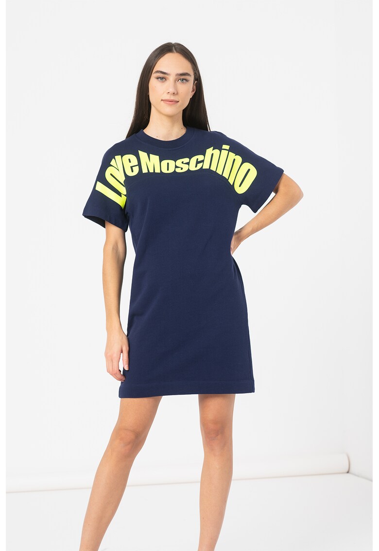 Rochie tip bluza sport cu imprimeu logo supradimensionat fashiondays imagine noua