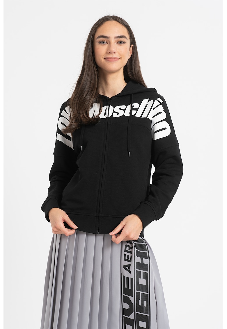 Love Moschino Суитшърт с качулка – цип и лого за Жени Love Moschino Суитшърт с качулка – цип и лого за Жени