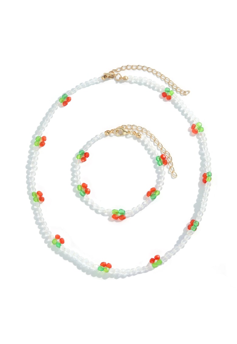 Set colier si bratara - auriu - cu perlute - Meaghan C9 -