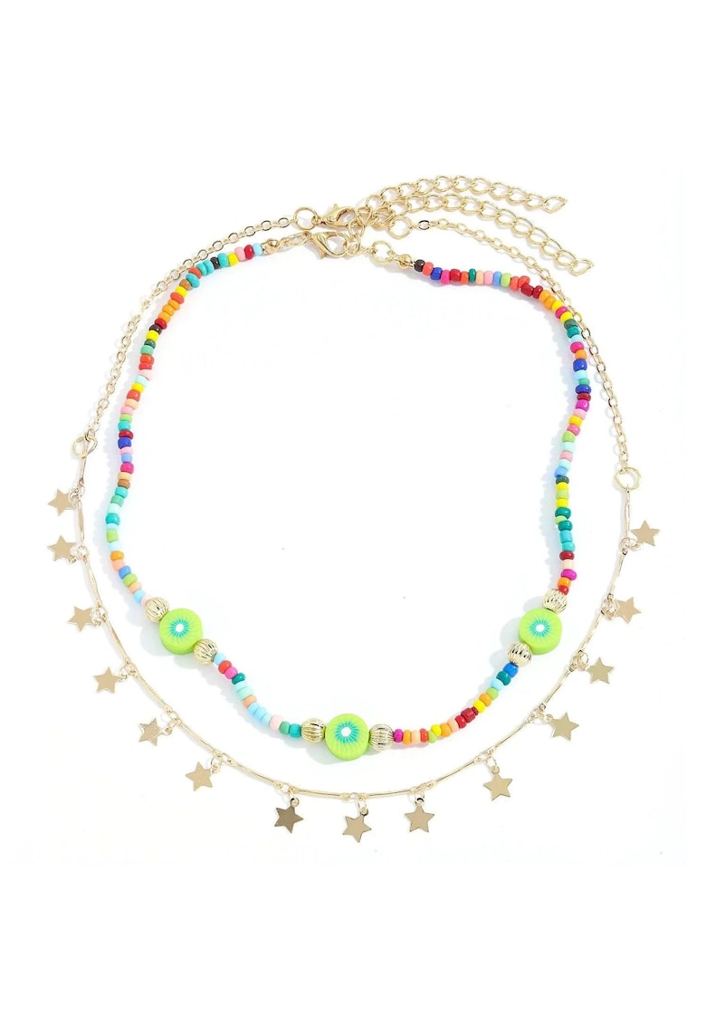 Set 2 coliere - cu margelute colorate si stelute aurii - Marsha C9 -
